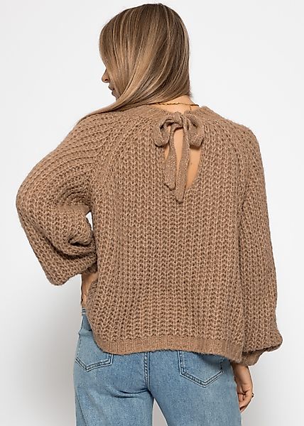 SASSYCLASSY Strickpullover Grobstrickpullover mit Schleifendetail für günstig online kaufen