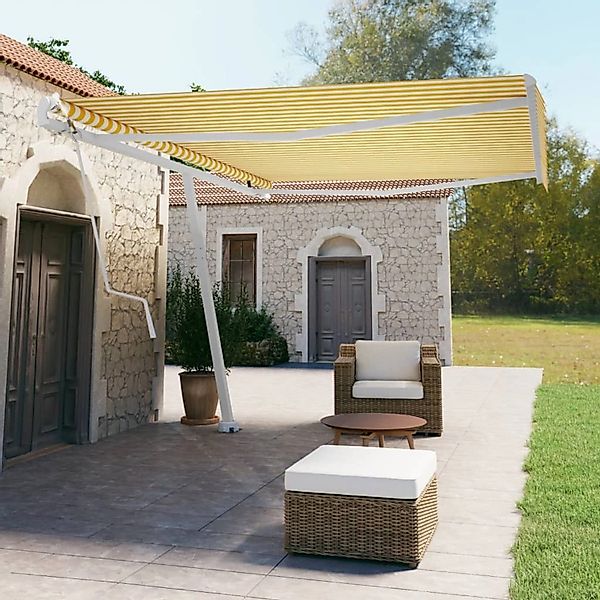 furnicato Standmarkise Automatisch 500x350 cm Gelb & Weiß günstig online kaufen