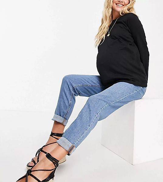 ASOS DESIGN Maternity – Farleigh – Schmale Mom-Jeans mit hohem Bund und Unt günstig online kaufen