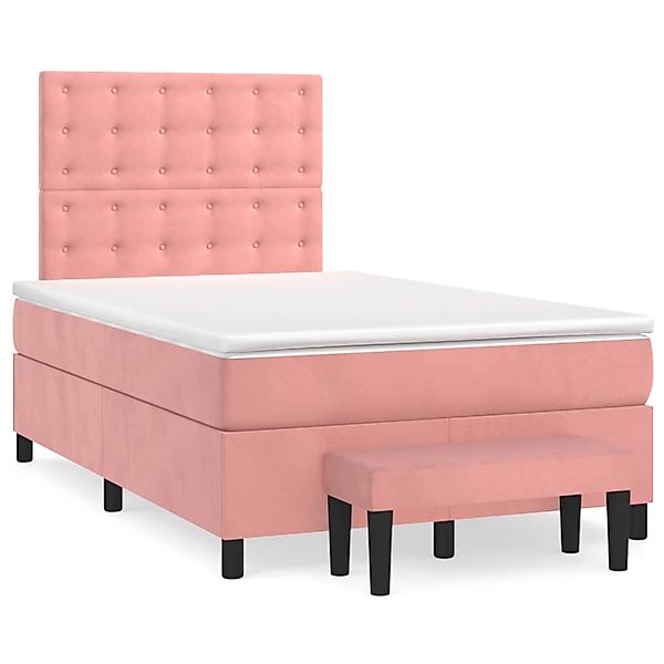 vidaXL Boxspringbett mit Matratze Rosa 120x200 cm Samt1399379 günstig online kaufen