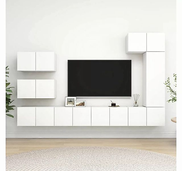 vidaXL Kleiderschrank 8-tlg TV-Schrank-Set Weiß Spanplatte günstig online kaufen