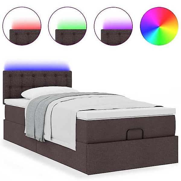 vidaXL Bett Ottomane Bett mit Matratze & LEDs Dunkelbraun 90x200 cm Stoff günstig online kaufen