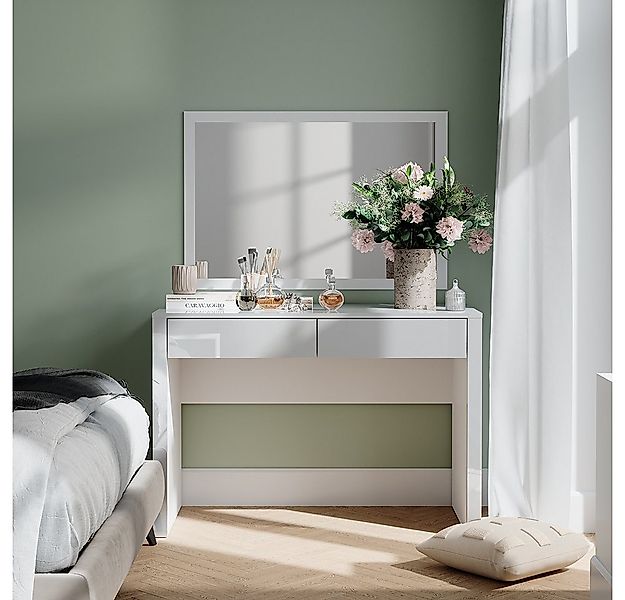 Vicco Schminktisch Annabelle, Weiß Hochglanz/Weiß, 110 cm mit 2 Schubladen günstig online kaufen