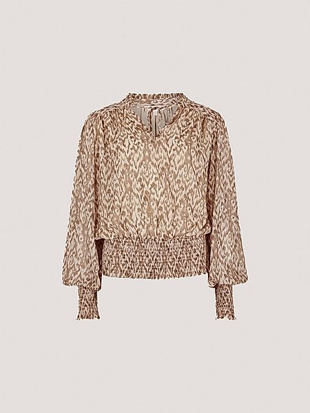 Apricot Blusentop Lurex Ikat Bluse zum Raffen mit Smokdetails günstig online kaufen