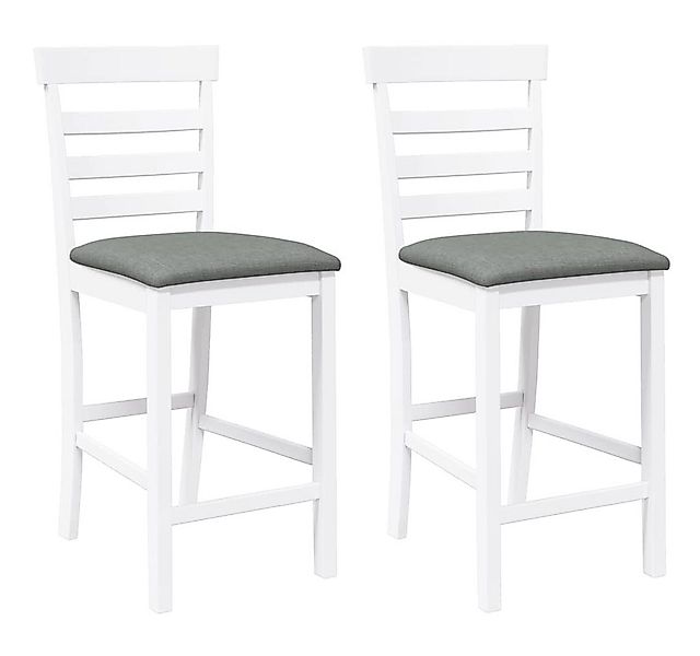 vidaXL Barhocker Barhocker mit Kissen 2 Stk. Weiß Massivholz Gummibaum (2 S günstig online kaufen
