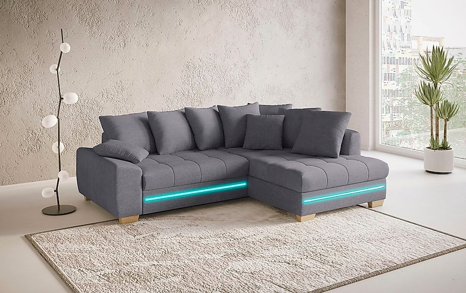 Mr. Couch Ecksofa »Nikita II, L-Form«, mit Kaltschaum, RGB-LED Beleuchtung, günstig online kaufen