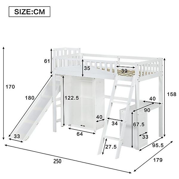 HAUSS SPOLE Kinderbett 90x200cm mit Fallschutzgitter, Tisch und Kleiderschr günstig online kaufen