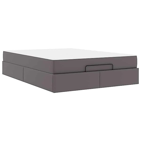 vidaXL Bettgestell mit Matratze Grau 140 x 190 cm Kunstleder 3399427 günstig online kaufen