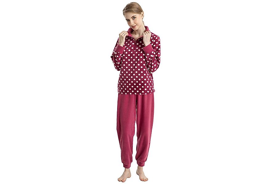 TIESTRA Schlafanzug Damen Pyjama Winter Warm WeichNachtwäsche Herbst Hausan günstig online kaufen