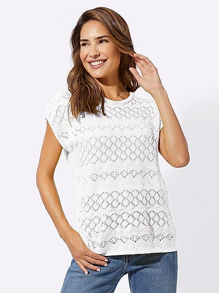 Sieh an! Strickpullover Ajour-Pullover Extra kurz Ajour günstig online kaufen