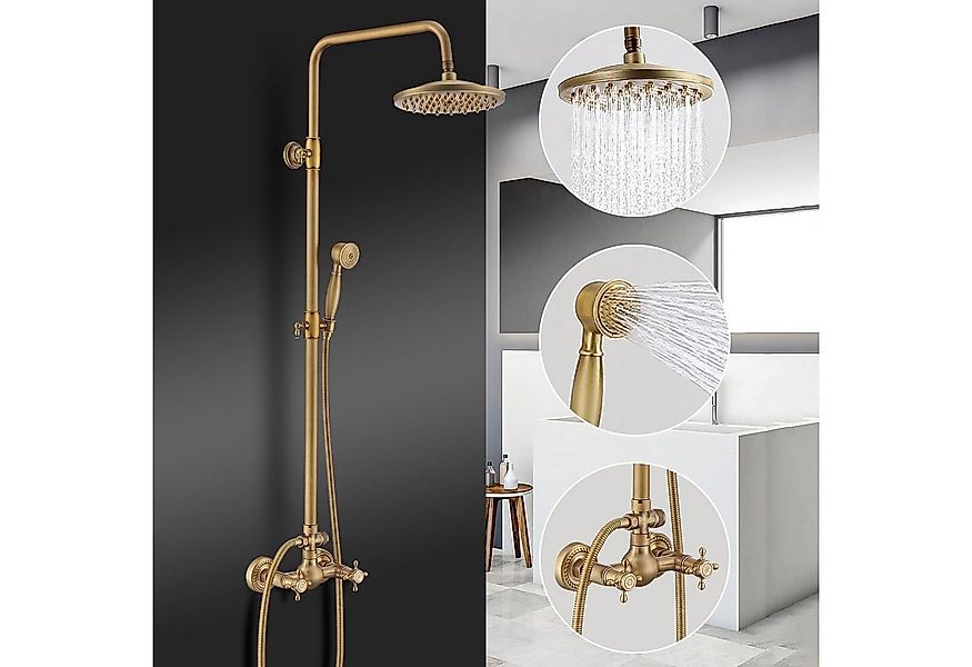 HOMELODY Duschsystem gold Retro Messing Duscharmatur Set Antik Gold Dusche günstig online kaufen