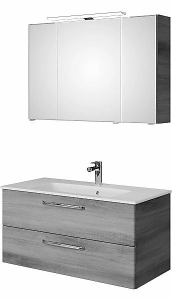 Saphir Badmöbel-Set "Trentino 2-tlg Mineralmarmor-Waschtisch, Spiegelschran günstig online kaufen