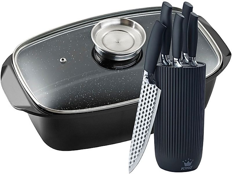 KING Bräter »5 Liter«, Aluminiumguss, (Set, 8 tlg., 5 Küchenmesser inklusiv günstig online kaufen