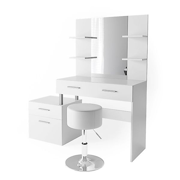 Vicco Schminktisch Maria Weiß 132 cm mit Hocker günstig online kaufen