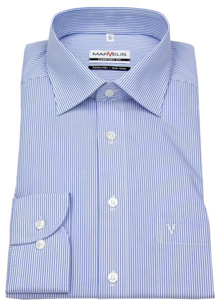 MARVELIS Businesshemd Comfort Fit bügelfrei Kentkragen günstig online kaufen