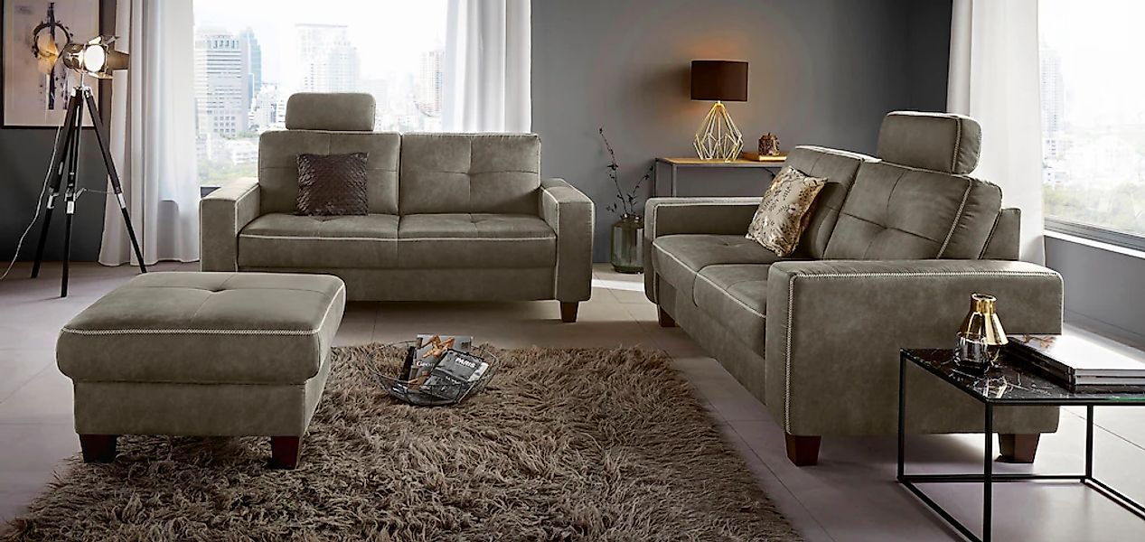 Home affaire 3-Sitzer "Varese" mit Kreuznaht und Federkern günstig online kaufen