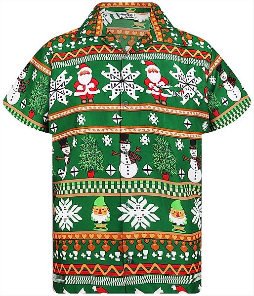 King Kameha Hawaiihemd Christmas Rows Funky Hawaii-Hemd Kurzarm Front-Tasch günstig online kaufen