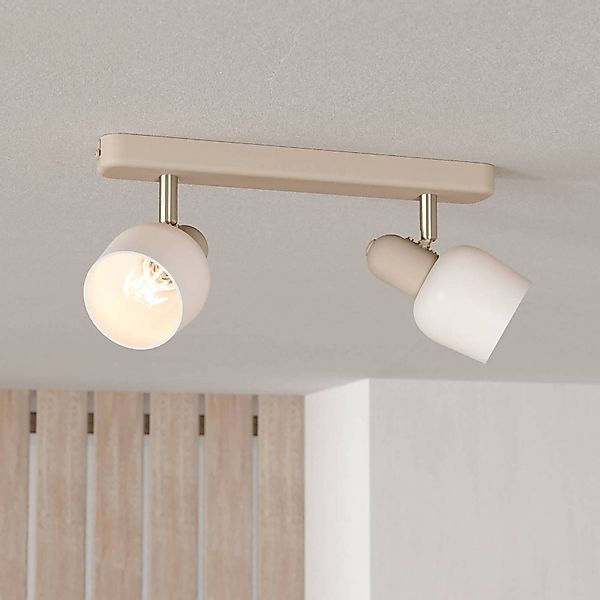 Deckenstrahler Corato, Länge 30 cm, sand/nickel/opal, 2-flg. günstig online kaufen