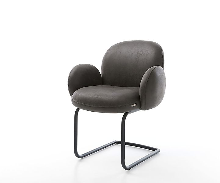 Freischwinger Nube-Flex mit Armlehnen Mikrofaser Anthrazit Vintage Freischw günstig online kaufen