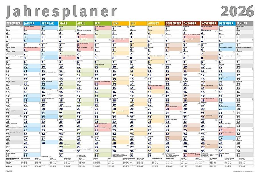Poster MB 13 - Jahresplaner 2026 - Wandplaner Kalender Poster Druck - Gröss günstig online kaufen