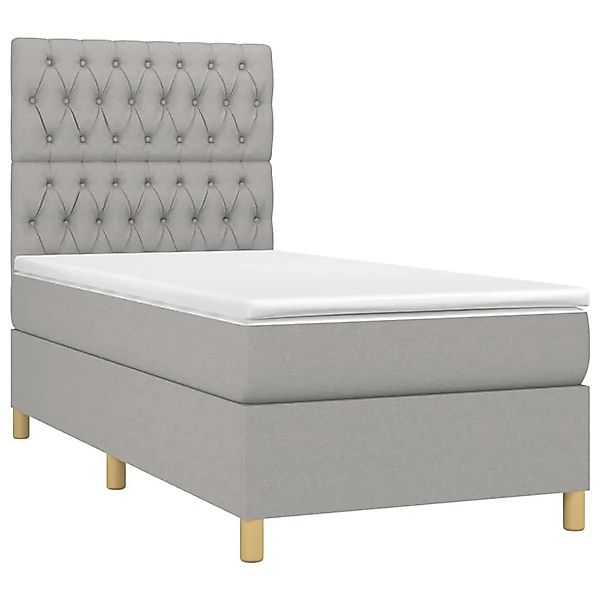 vidaXL Boxspringbett mit Matratze & LED Hellgrau 90x200 cm Stoff 3135645 günstig online kaufen