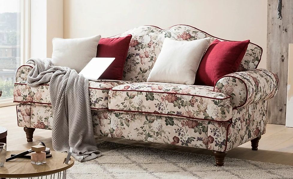 Furn.Design Sofa Elita, 3-Sitzer in beige mit Blumenmuster, Landhausstil, m günstig online kaufen
