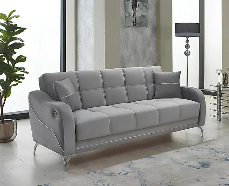 JVmoebel Sofa Dreisitzer Polstersofa Couch 3 Sitzer Stoffsofa Grau Sofa Des günstig online kaufen