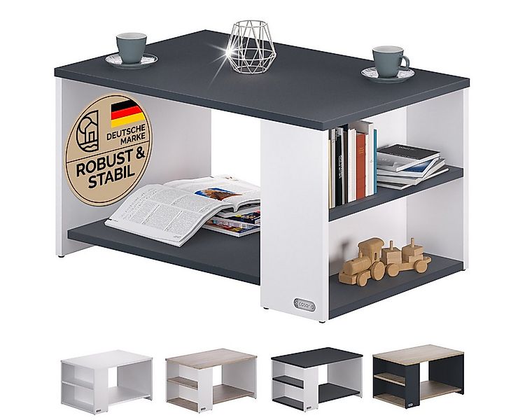 Casaria Couchtisch Santa Cruz, Holz Weiß Schwarz Wohnzimmertisch mit Staura günstig online kaufen