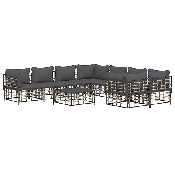 Vidaxl 9-tlg. Garten-lounge-set Mit Kissen Anthrazit Poly Rattan günstig online kaufen