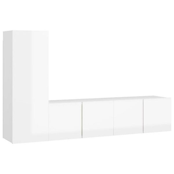 furnicato TV-Schrank 3-tlg. TV-Schrank-Set Hochglanz-Weiß Holzwerkstoff (1- günstig online kaufen