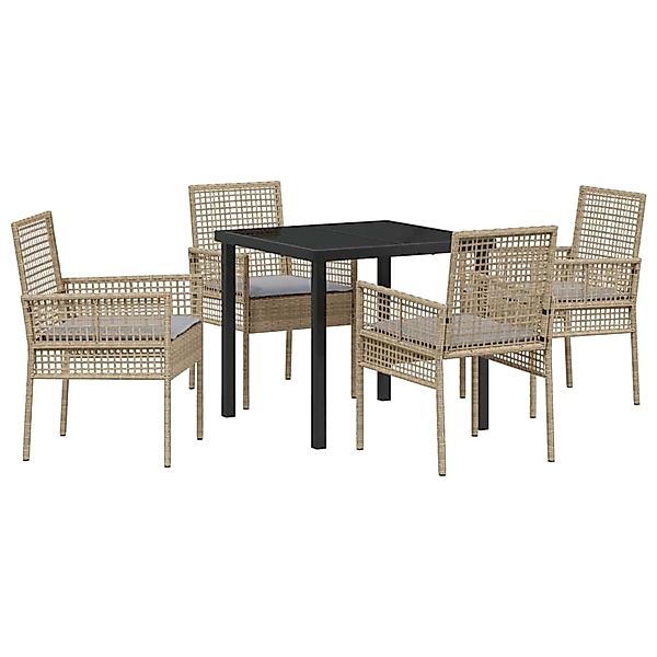 vidaXL 5-Teilige Garten-Essgruppe mit Kissen Beige Poly Rattan 3379885 günstig online kaufen