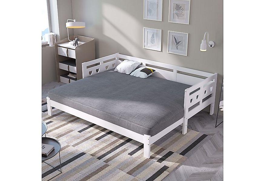 KLAM HOME Daybett Tagesbett aus massivem Kiefernholz Mit Ausziehbett und Ro günstig online kaufen