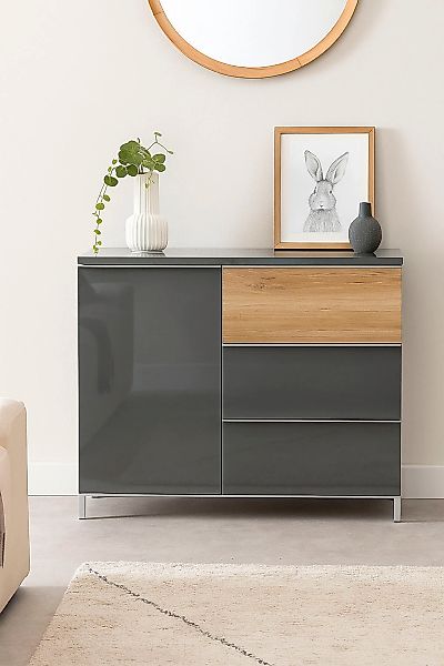 OTTO home Sideboard "Onyx, Kommode mit 3 Schubladen und 1 Tür, UV Lackierun günstig online kaufen