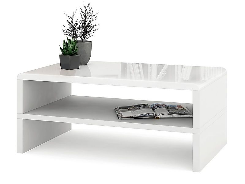 Mazzoni Couchtisch Design Rock Tisch Weiß Hochglanz / Weiß matt Wohnzimmert günstig online kaufen
