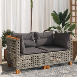 vidaXL Loungesofa Garten-Ecksofas mit Kissen 2 günstig online kaufen