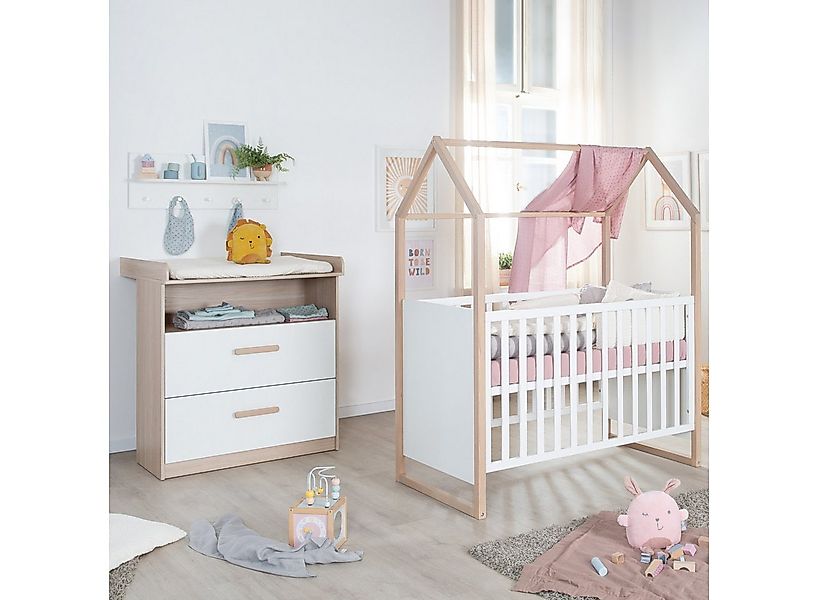 roba® Babymöbel-Set Cabane - modernes Babyzimmer Hausoptik, (Set (2-tlg), 2 günstig online kaufen