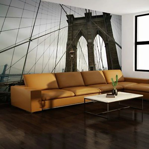 artgeist Fototapete Blick von Brooklyn Bridge grau/weiß Gr. 300 x 231 günstig online kaufen