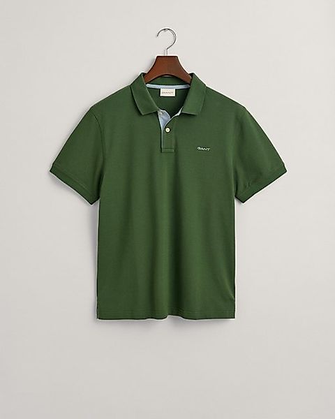 Gant Contrast Piqué Poloshirt Dunkelgrün - Größe M günstig online kaufen