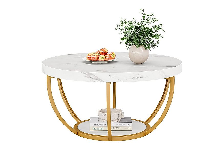 Tribesigns Couchtisch Runde Kaffeetisch Beistelltisch, Industrial 2-Tier-Kr günstig online kaufen