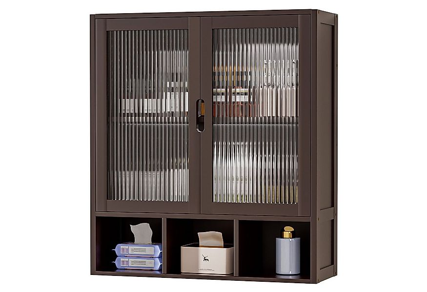 Yorbay Hängeschrank Bambus Badezimmerschrank (59x22x66 cm, Magnetverschluss günstig online kaufen