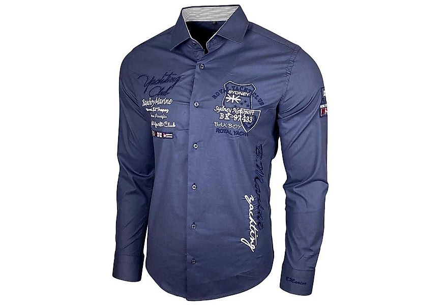 Baxboy Langarmhemd Baxboy Edel Dezent Herren Hemd Stickerei Hemden Kontrast günstig online kaufen