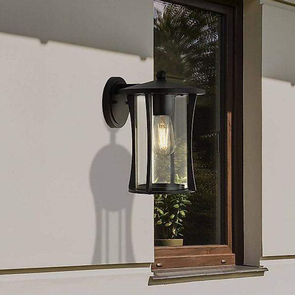 Außenwandleuchte Pagoda, IP44, schwarz, Metall, E27 günstig online kaufen