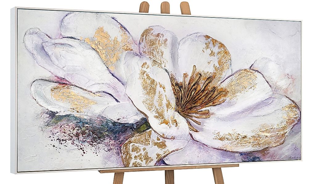 YS-Art Gemälde Goldene Pfingstrose, Blumen, Leinwand günstig online kaufen