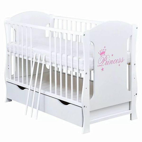 Baby-Delux Babybett Lia Princess, Kinderbett 60x120 cm weiß Schublade Kiefe günstig online kaufen