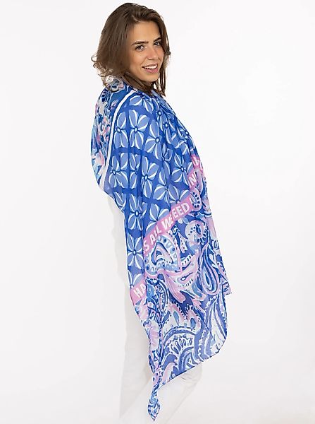 Zwillingsherz Schal ""Happiness is all we need"" Florales Mustermix, transp günstig online kaufen