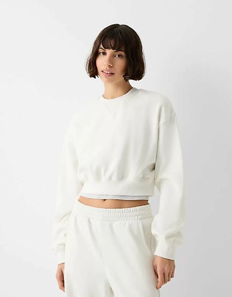 Bershka Cropped-Sweatshirt Damen M Grbrochenes Weiss günstig online kaufen