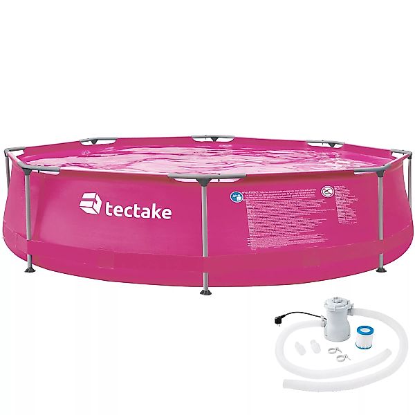 Swimming Pool rund mit Stahlrahmen und Filterpumpe Ø 300 x 76 cm - pink günstig online kaufen