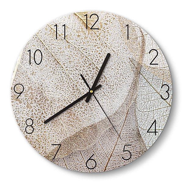 DEQORI Wanduhr 'Zarte Blattstrukturen' (Glas Glasuhr günstig online kaufen