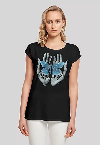 F4NT4STIC T-Shirt Skelett Hände Schmetterling Print günstig online kaufen