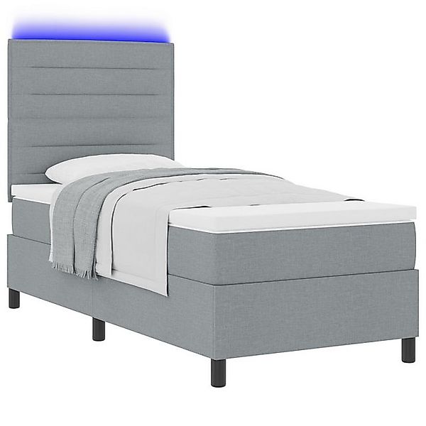 vidaXL Bett Boxspringbett mit Matratze & LED Licht Grau 100x200 cm Stoff (1 günstig online kaufen